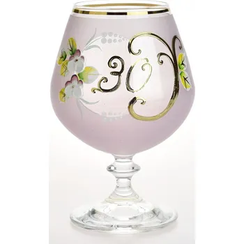 Sklenice Výroční číše NB Česko Ručně dekorovaná výroční novoborská číše 30 let, růžová - 400 ml