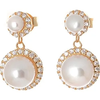 Náušnice Stříbrné pozlacené náušnice s perlou AGUP2946P-R