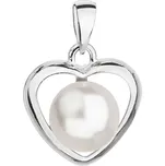 EVOLUTION GROUP CZ Stříbrný přívěsek srdce s perlou Crystals from Swarovski - 34246.1 white
