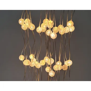 Vánoční dekorace VOR-Z 3M-0,6 DO USB kuličky - 3m vánoční světelný závěs, 10 výhonů 0,4 a 0,6m s LED kuličkami, 50x LED, svit bílá studená a bílá teplá Barva: Bílá teplá