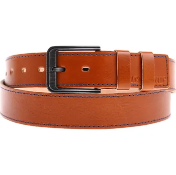 Opasek Pánský kožený opasek Black Hand 131-70 koňakově hnědý s modrým štepováním Velikost = obvod pasu (cm): 120 cm