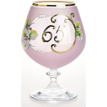Sklenice Výroční číše NB Česko Ručně dekorovaná výroční novoborská číše 65 let, růžová - 400 ml