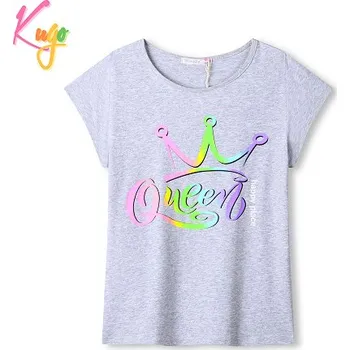 Dívčí tričko DÍVČÍ TRIČKO šedé Kugo KC9978 (Dívčí tričko s krátkým rukávem)