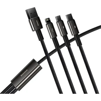 Datový kabel Baseus CAMLTWJ-01 USB kabel 3v1 Micro USB / USB-C / Apple Lightning 1,5m / 3,5A - tungsten