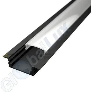 LED lišta LED PROFILES Led profil RECESSED 1 s mléčným difuzorem černý