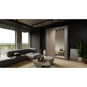 Šatní skříň Šatní skříň REMINA 150 šedá / dub wotan