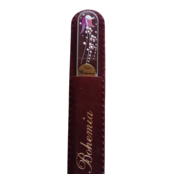 Skleněný pilníček na nehty, čirý podklad s křišťály Swarovski Elements®, Květina III - 110 mm