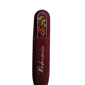 Skleněný pilníček na nehty, čirý s křišťálySwarovski Elements®, Jeřabiny - 90 mm