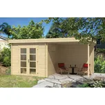 Zahradní domek s přístřeškem 28 mm Brenda 550X275 (Zahradní srubový domek 28 mm)