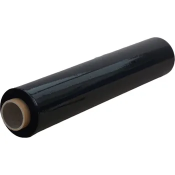 Obalový materiál Stretch fólie, tloušťka 23 µm, hmotnost 2,4 kg, šíře 500 mm, černá, dutinka 200 g