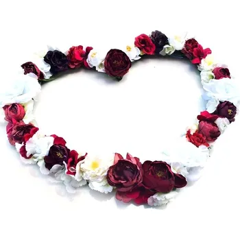 Svatební dekorace Srdce květinové na auto 42 cm - bordo