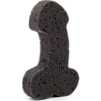 Žertovný předmět Mycí houba ve tvaru pindíka 19cm - Černá