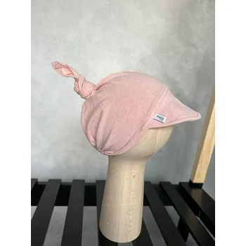 Šátek Mimilove Bavlněný dětský šátek s kšiltem LEN 6-18m. Růžový