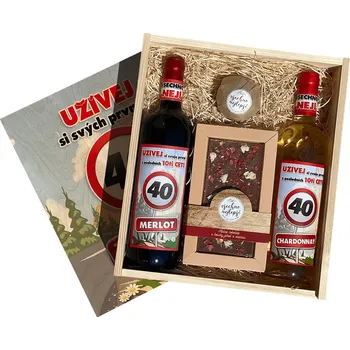 Dárkový potravinový koš Bohemia Gifts Dárková dřevěná bedna k 40. narozeninám