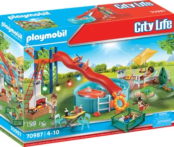 Stavebnice Playmobil Playmobil City Life 70987 Bazénová párty se skluzavkou