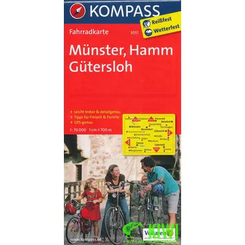 Kompass Munster,Hamm,Gutersloh 1:70 t. laminovaná