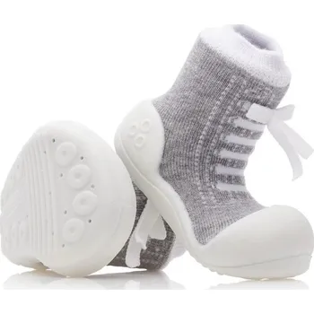 Capáčky Attipas Šedo-bílé první botičky na mašli AS07 Velikost: 25,5