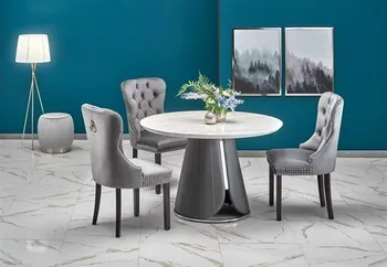 Jídelní stůl Halmar Remigio bílý mramor/šedý
