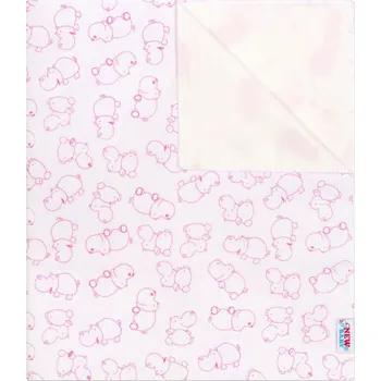 Přebalovací podložka Nepromokavá flanelová podložka New Baby hrošík bílo-růžový (60 x 50 cm)