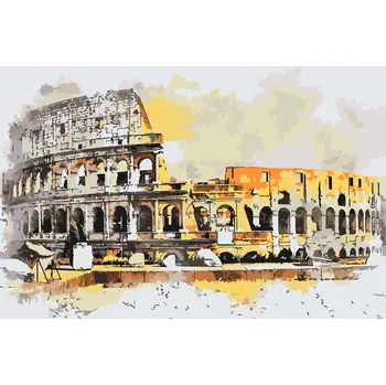 Malování podle čísel - Colosseum ilustrace Velikost: 40x60cm, Rámování: Pouze srolované plátno
