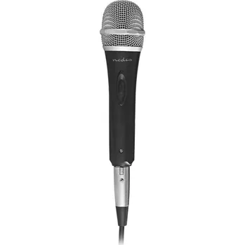 Mikrofon Nedis MPWD50CBK Mikrofon, drátový, pro karaoke, 6,35mm jack, 5m odnímatelný kabel, kovový, s pouzdrem, černo-šedý MPWD50CBK