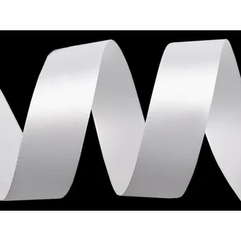 Atlasová stuha šíře 25 mm POL, barva Bílá 3001