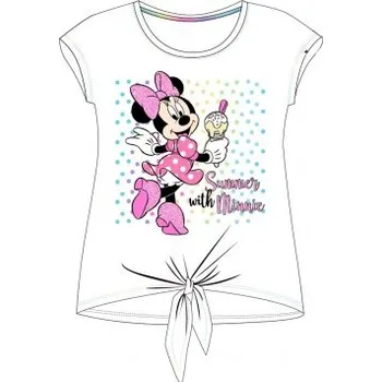 E plus M - Dívčí bavlněné tričko s krátkým rukávem Minnie Mouse - Disney - bílé 104