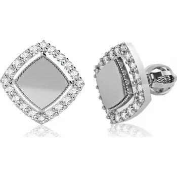 Náušnice Couple, Jedinečné peckové náušnice Kostka, bílé zlato se zirkony, 585-66-3-0352.1B00.0.00.001.05