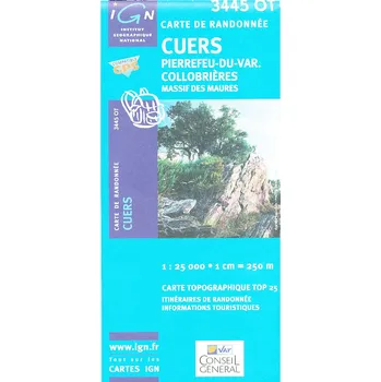 IGN mapa Cuers, Pierrefeu-du-Var, Massif des Maures 1:25 t.