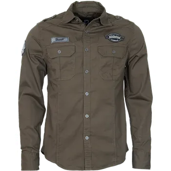 Pánská košile Brandit Košile Luis Vintageshirt Olivová Velikost: 6XL