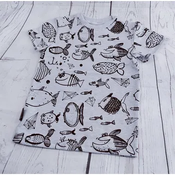 Chlapecké tričko Yháček Tričko s krátkým rukávem Yháček, Ryby na šedém melíru Velikost: 134