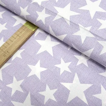 Bavlněné plátno - Hvězdy bílé na lila - šíře 140cm