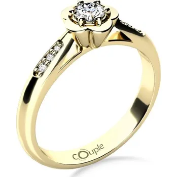 Prsten Couple, Květinový zásnubní prsten Rami, žluté zlato a zirkony, vel.: 54, ø17,2 mm, 6814250-0-54-1