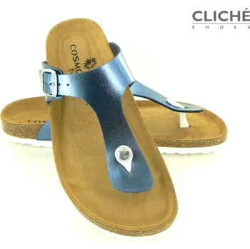 Dámské sandále Modré metalické nadměrné žabky, vel 43, 44 43