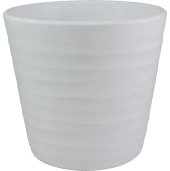 Obal na květináč Piskáček Praha Obal keramický Wave, bílý, vlnky, pr.23 cm
