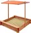 New Baby Dětské dřevěné pískoviště se stříškou 120 x 120 cm, oranžové