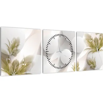Obraz LuxusniObrazy.cz Obraz - 3D kruhy s květinami (s hodinami)