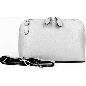 Malá pevná kožená crossbody kabelka Vera Pelle no. 75 šedá