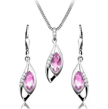 Souprava šperků Stříbrná souprava s růžovými zirkony STRS0342F + dárek zdarma