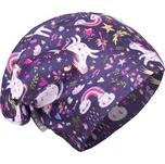 Dětská čepice UNUO fleecová spadená, Jednorožci Velikost: M (49 - 52 cm)