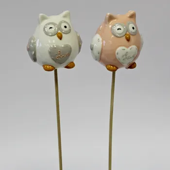 Zahradní dekorace Sova zápich porcelán 25,6cm mix (JY17K520C/F)