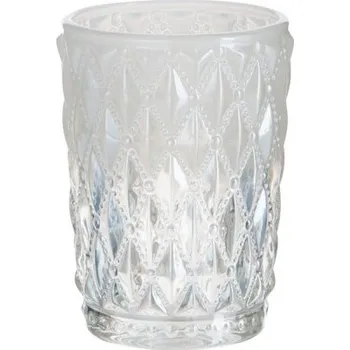 Svícen Skleněný svícen Chuck s bílou patinou L - 6*6*9 cm