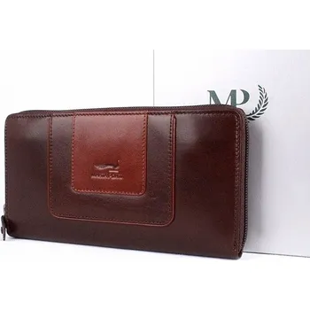 Peněženka Luxusní celozipová tmavěhnědo-hnědá kožená peněženka Marta Ponti B513