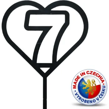 Jedlá dekorace na dort Caketools Zápich do dortu - Číslo v srdci č.7