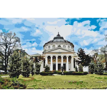 Malování podle čísel - Rumunské athenaeum Velikost: 40x60cm, Rámování: Pouze srolované plátno