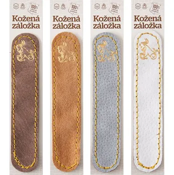 Záložka Kozoroh - kožená záložka do knihy Barva kůže: Hnědá semiš (D32), Barva ražby: Zlatá