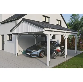 Přístřešek na auto Přístřešek na auto SKAN HOLZ Fichtelberg 423 x 566 cm bílý