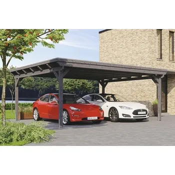 Přístřešek na auto Přístřešek na auto Konsta dvojitý 618 x 500 cm břidlicově šedý vč. alu plechu