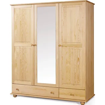 Šatní skříň Borovicová šatní skříň Classic 150 se zrcadlem