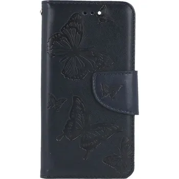Pouzdro na mobilní telefon Pouzdro iPhone SE 2022 knížkové Butterfly modré tmavé (kryt neboli obal na iPhone SE 2022)